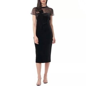 JS Collections Illusion-Yoke Velvet Dress Black 8